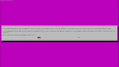 Screenshot showing install message regarding MRTG file permissions