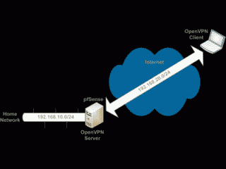 Screenshot of example network using OpenVPN server and pfSense
