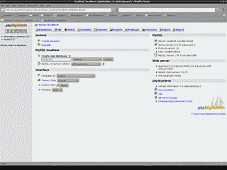 Screenshot of a database being created through phpMyAdmin