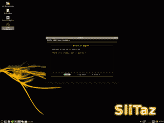 Screenshot of the SliTaz installer utility - initial
