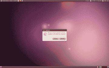 Screenshot of the Ubuntu restart confirmation prompt