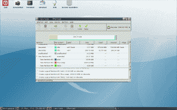 Screenshot of new Ubuntu partition layout created using GParted