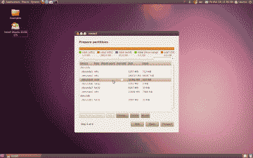 Screenshot of the Ubuntu partition preparation screen