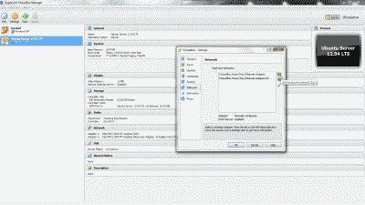 Screenshot showing the creation of a VirtualBox Host-Only Ethernet Adapter in VirtualBox