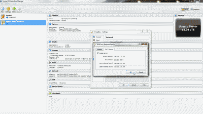 Screenshot showing the DHCP server configuration tab in the VirtualBox Host-Only Ethernet Adapter #2