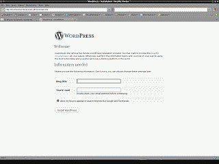 Screenshot of the wordpress install wizard